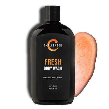 Challenger Men’s Fresh Body Wash - Exfoliating Cleanser with Aloe, Vitamin E, Tea Tree & Jojoba Oils, 16 oz