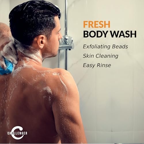 Challenger Men’s Fresh Body Wash - Exfoliating Cleanser with Aloe, Vitamin E, Tea Tree & Jojoba Oils, 16 oz - görsel 3