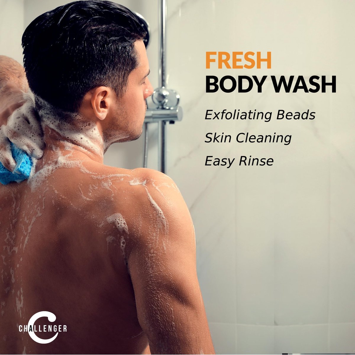 Challenger Men’s Fresh Body Wash - Exfoliating Cleanser with Aloe, Vitamin E, Tea Tree & Jojoba Oils, 16 oz - görsel 4