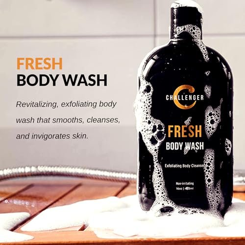 Challenger Men’s Fresh Body Wash - Exfoliating Cleanser with Aloe, Vitamin E, Tea Tree & Jojoba Oils, 16 oz - görsel 9