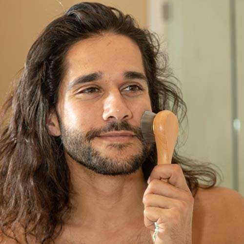 GranNaturals Manual Facial Cleansing Kabuki Brush – Wooden Handle Skin Cleanser & Scrubber for Deep Pore Cleaning, Acne Washing, Makeup & Face Mask Application – Men & Women (Tan, 1 Count) - görsel 7