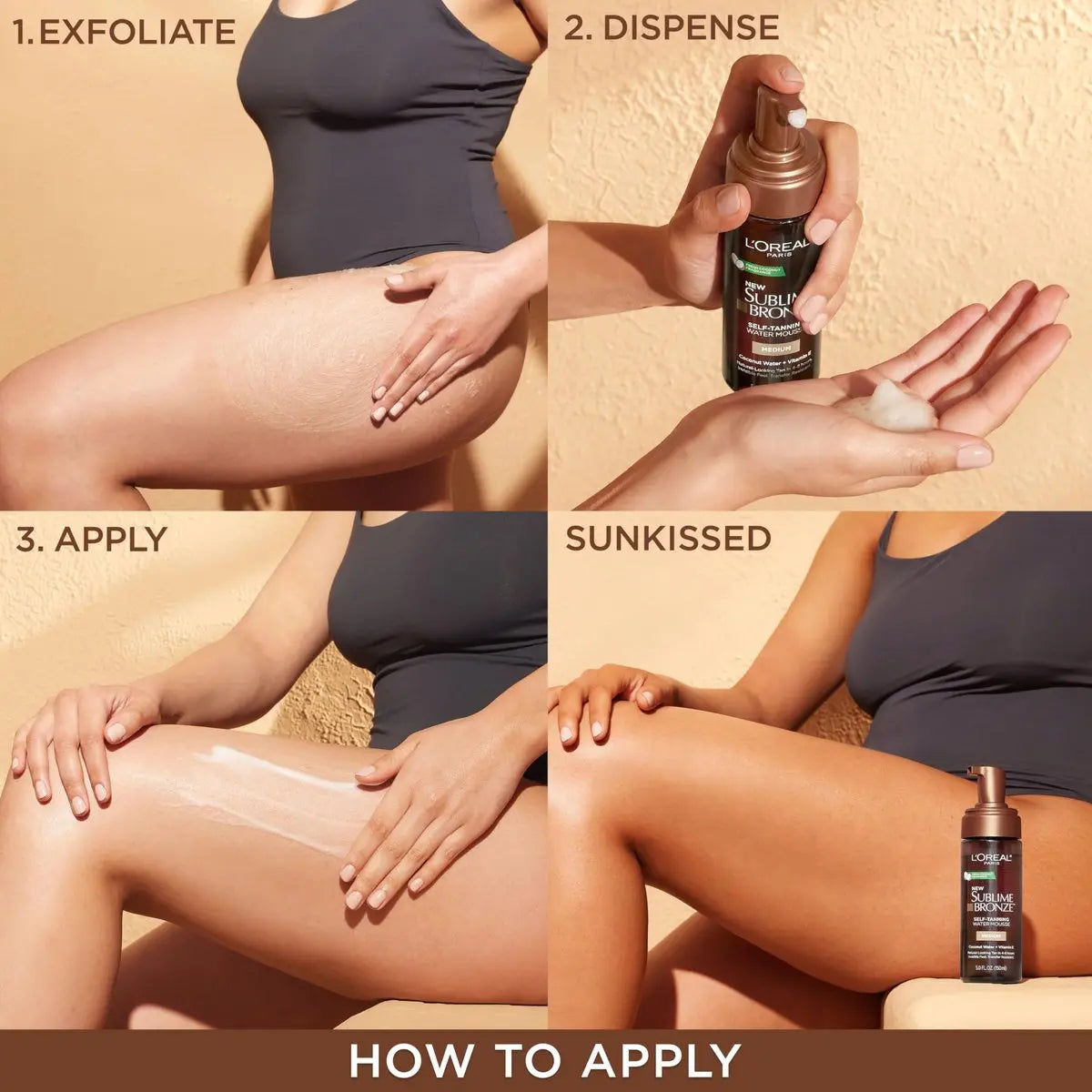 L'Oreal Paris Sublime Bronze Self Tanning Water Mousse, Streak-Free Natural Looking Tan, 5 fl. Oz Avelisse
