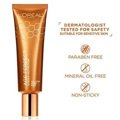 L'Oreal Paris Skincare Age Perfect Hydra-Nutrition All-Over Balm - Manuka Honey & Nurturing Oils for Dry Skin, 1.7 oz