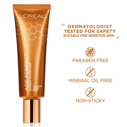 L'Oreal Paris Skincare Age Perfect Hydra-Nutrition All-Over Balm - Manuka Honey & Nurturing Oils for Dry Skin, 1.7 oz