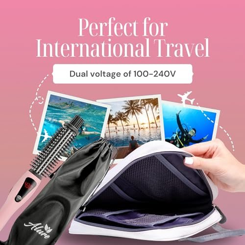 Alure Heated Styling Brush - 3-in-1 Ionic Hair Curler & Straightener with Anti-Scald Nylon Bristles for All Hair Types Avelisse