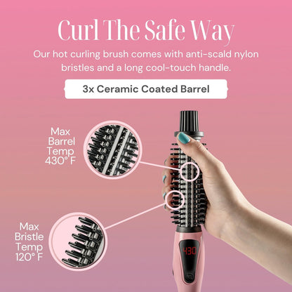 Alure Heated Styling Brush - 3-in-1 Ionic Hair Curler & Straightener with Anti-Scald Nylon Bristles for All Hair Types Avelisse