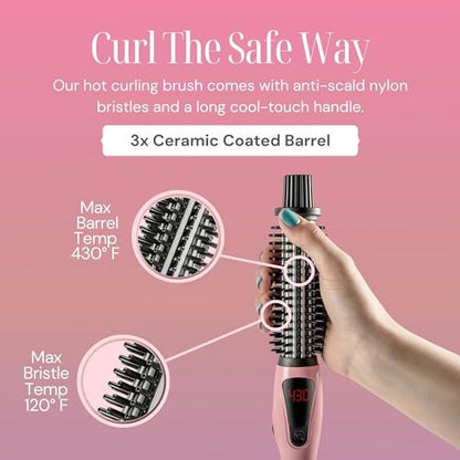 Alure Heated Styling Brush - 3-in-1 Ionic Hair Curler & Straightener with Anti-Scald Nylon Bristles for All Hair Types Avelisse