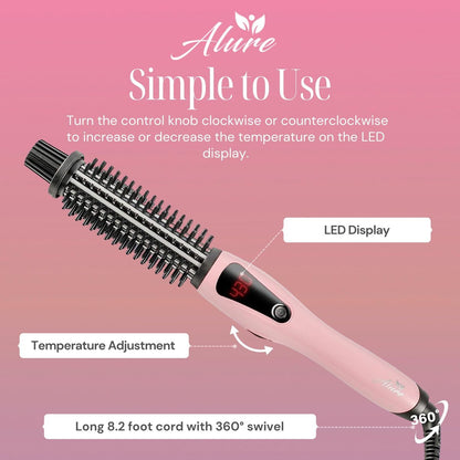 Alure Heated Styling Brush - 3-in-1 Ionic Hair Curler & Straightener with Anti-Scald Nylon Bristles for All Hair Types Avelisse