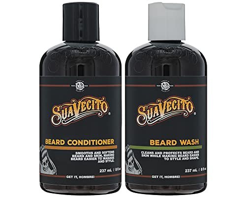 Suavecito Beard Wash & Conditioner Set – Cleansing & Conditioning Beard Kit for Men (8 oz Each) – Black Avelisse