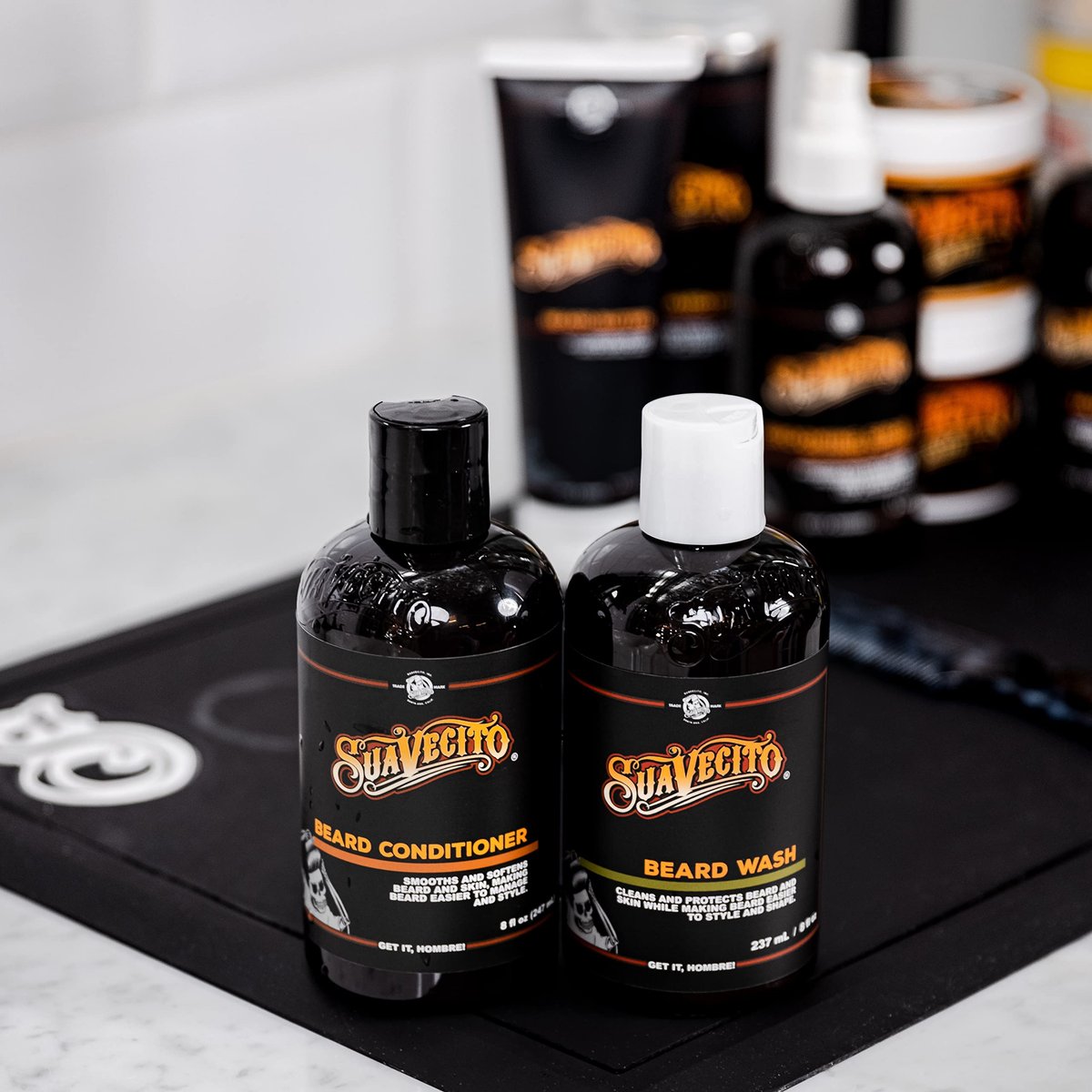 Suavecito Beard Wash & Conditioner Set – Cleansing & Conditioning Beard Kit for Men (8 oz Each) – Black Avelisse