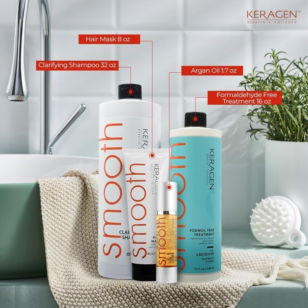 KERAGEN Formaldehyde-Free Hair Smoothing Treatment Kit – At-Home Salon-Quality Results, 16 Weeks of Frizz-Free Smoothness, 16 oz Avelisse