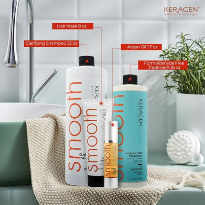 KERAGEN Formaldehyde-Free Hair Smoothing Treatment Kit – At-Home Salon-Quality Results, 16 Weeks of Frizz-Free Smoothness, 16 oz Avelisse