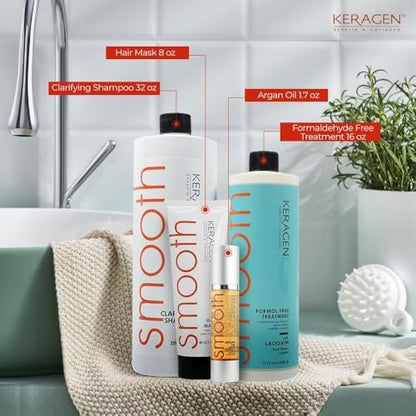 KERAGEN Formaldehyde-Free Hair Smoothing Treatment Kit – At-Home Salon-Quality Results, 16 Weeks of Frizz-Free Smoothness, 16 oz Avelisse
