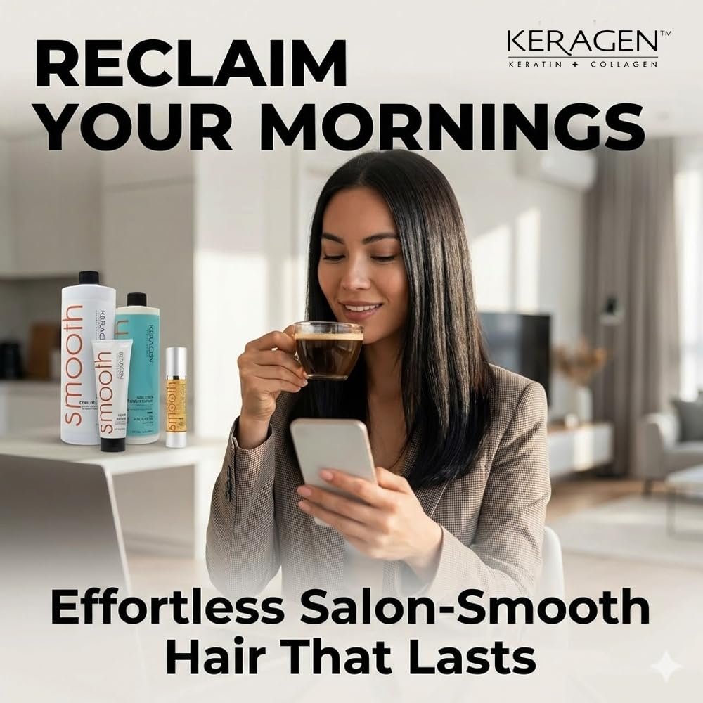 KERAGEN Formaldehyde-Free Hair Smoothing Treatment Kit – At-Home Salon-Quality Results, 16 Weeks of Frizz-Free Smoothness, 16 oz Avelisse