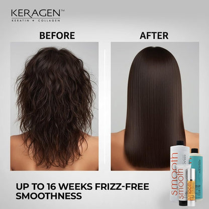 KERAGEN Formaldehyde-Free Hair Smoothing Treatment Kit – At-Home Salon-Quality Results, 16 Weeks of Frizz-Free Smoothness, 16 oz Avelisse