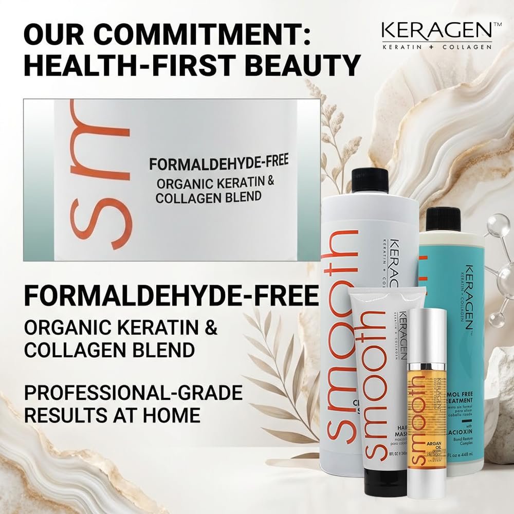KERAGEN Formaldehyde-Free Hair Smoothing Treatment Kit – At-Home Salon-Quality Results, 16 Weeks of Frizz-Free Smoothness, 16 oz Avelisse