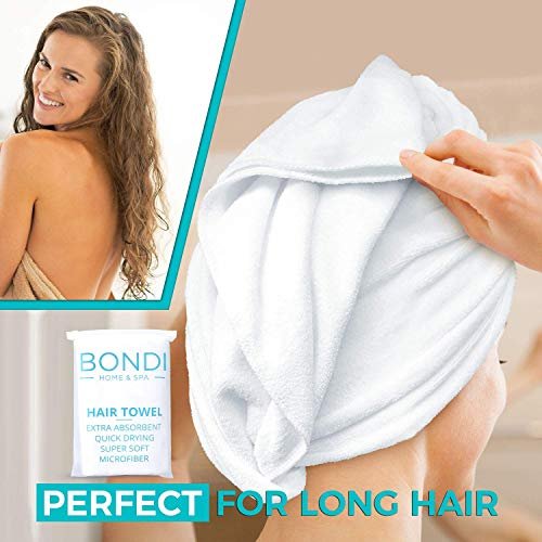 Bondi SPA Microfiber Hair Towel XL – Super Absorbent, Anti-Frizz & Fast Drying (42x22 Inches, White) - görsel 12