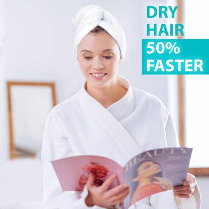Bondi SPA Microfiber Hair Towel XL – Super Absorbent, Anti-Frizz & Fast Drying (42x22 Inches, White)