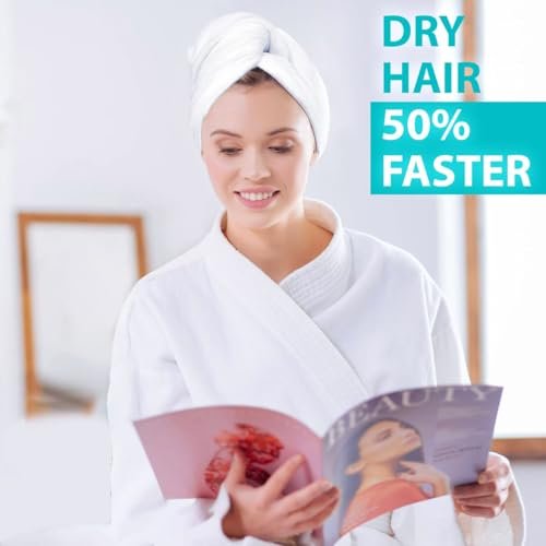Bondi SPA Microfiber Hair Towel XL – Super Absorbent, Anti-Frizz & Fast Drying (42x22 Inches, White) - görsel 6