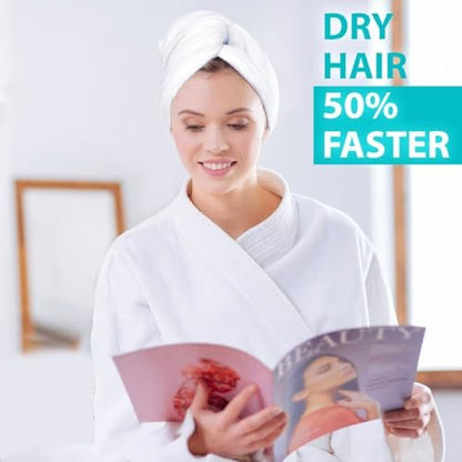 Bondi SPA Microfiber Hair Towel XL – Super Absorbent, Anti-Frizz & Fast Drying (42x22 Inches, White)