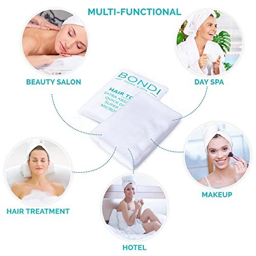 Bondi SPA Microfiber Hair Towel XL – Super Absorbent, Anti-Frizz & Fast Drying (42x22 Inches, White) - görsel 8
