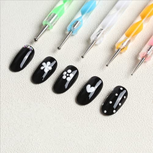 Jsdoin 5-Piece 2-Way Dotting Pen Set for Nail Art - Multicolor Manicure Dotting Tools - görsel 8