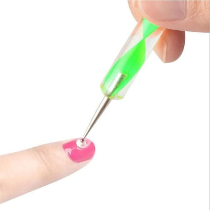 Jsdoin 5-Piece 2-Way Dotting Pen Set for Nail Art - Multicolor Manicure Dotting Tools