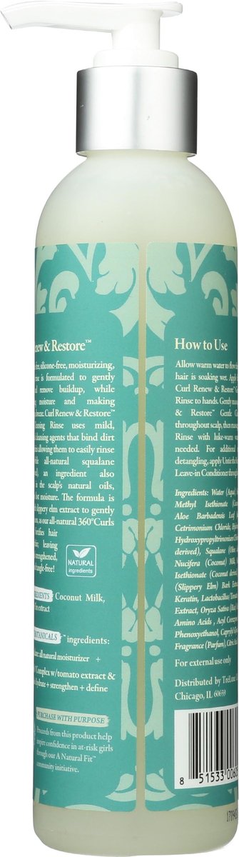 Treluxe Cleansing Rinse Gentle Curl Renew Restore - 8 oz Sulfate-Free Shampoo for Curly Hair Avelisse