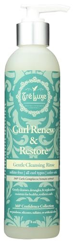 Treluxe Cleansing Rinse Gentle Curl Renew Restore - 8 oz Sulfate-Free Shampoo for Curly Hair Avelisse
