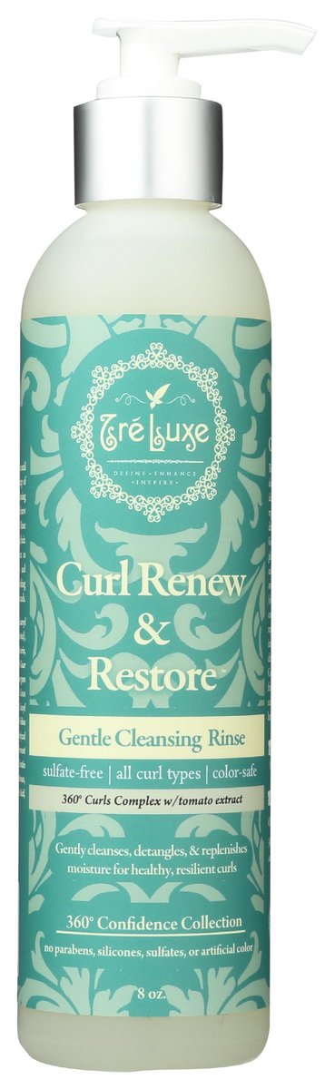 Treluxe Cleansing Rinse Gentle Curl Renew Restore - 8 oz Sulfate-Free Shampoo for Curly Hair Avelisse