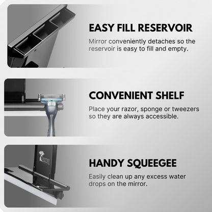 ToiletTree Products Fogless Shower Mirror - Anti-Fog Shaving Mirror with Squeegee - Rust-Proof, Impact-Resistant Bathroom Mirror - Black, 7.5" x 6.5" Avelisse