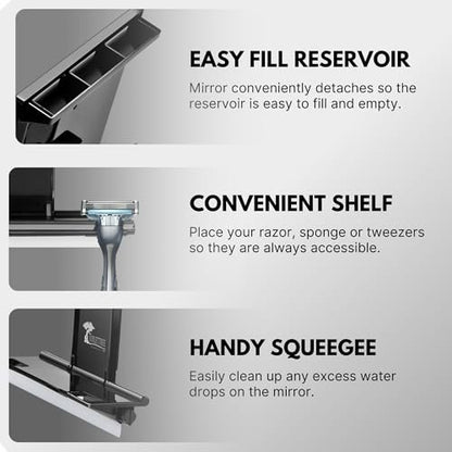 ToiletTree Products Fogless Shower Mirror - Anti-Fog Shaving Mirror with Squeegee - Rust-Proof, Impact-Resistant Bathroom Mirror - Black, 7.5" x 6.5" Avelisse