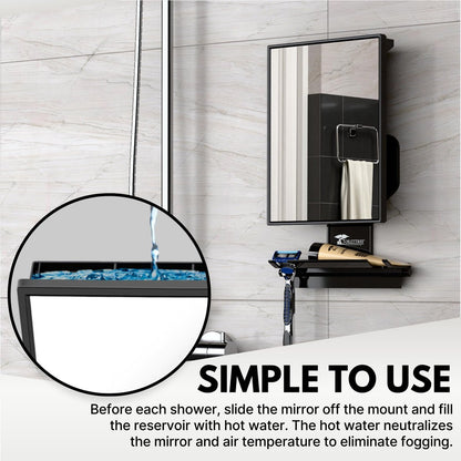 ToiletTree Products Fogless Shower Mirror - Anti-Fog Shaving Mirror with Squeegee - Rust-Proof, Impact-Resistant Bathroom Mirror - Black, 7.5" x 6.5" Avelisse