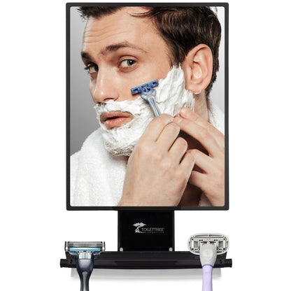 ToiletTree Products Fogless Shower Mirror - Anti-Fog Shaving Mirror with Squeegee - Rust-Proof, Impact-Resistant Bathroom Mirror - Black, 7.5" x 6.5" Avelisse