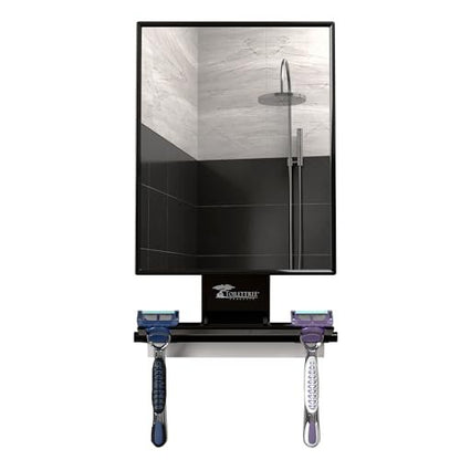 ToiletTree Products Fogless Shower Mirror - Anti-Fog Shaving Mirror with Squeegee - Rust-Proof, Impact-Resistant Bathroom Mirror - Black, 7.5" x 6.5" Avelisse