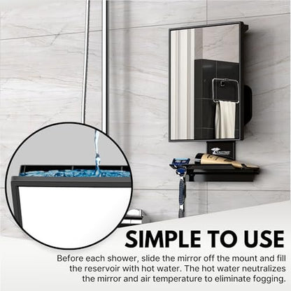 ToiletTree Products Fogless Shower Mirror - Anti-Fog Shaving Mirror with Squeegee - Rust-Proof, Impact-Resistant Bathroom Mirror - Black, 7.5" x 6.5" Avelisse