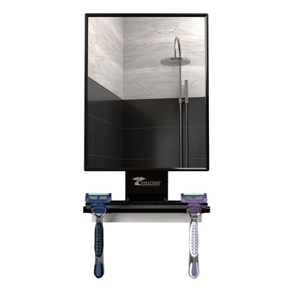 ToiletTree Products Fogless Shower Mirror - Anti-Fog Shaving Mirror with Squeegee - Rust-Proof, Impact-Resistant Bathroom Mirror - Black, 7.5" x 6.5" Avelisse