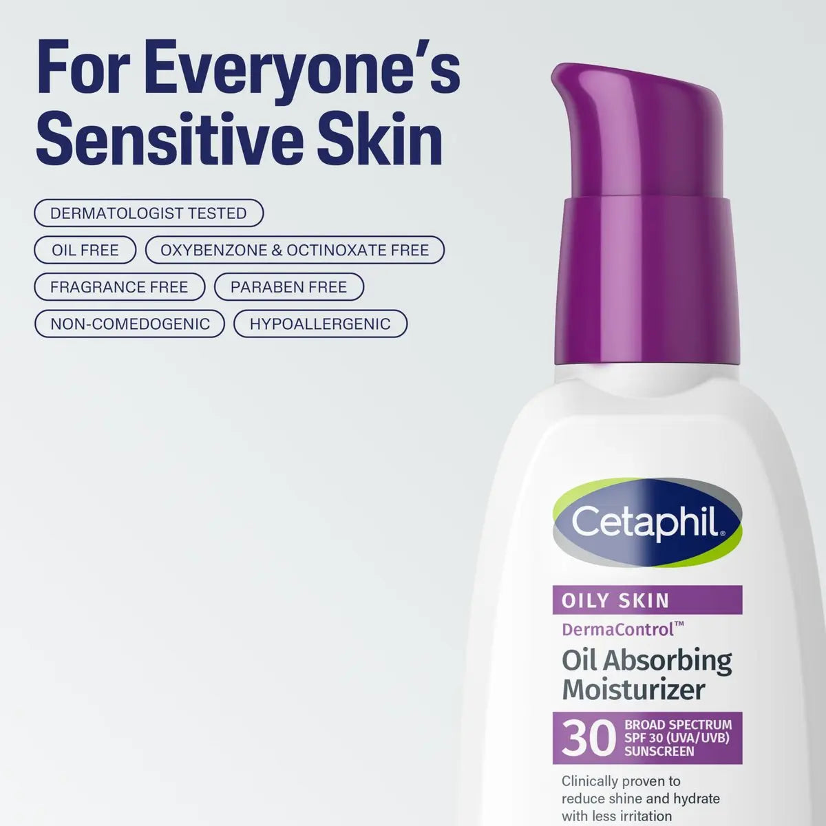 Cetaphil DermaControl Oil Absorbing Moisturizer with SPF 30 for Sensitive, Oily Skin - 4 Fl Oz, Oil-Free, Non-Comedogenic, Fragrance-Free Avelisse