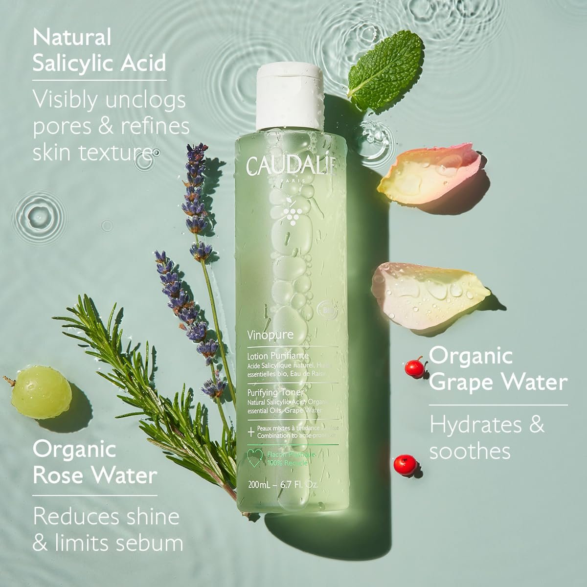 Caudalie Vinopure Natural Salicylic Acid Pore Minimizing Toner - 6.7 oz Avelisse