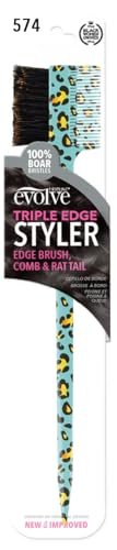 Evolve Triple Edge Styler Brush – Multicolor Boar Bristle Hair Brush for All Hair Types