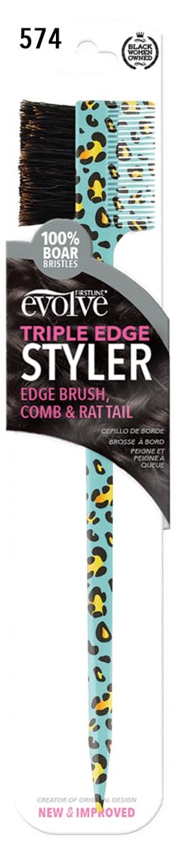 Evolve Triple Edge Styler Brush – Multicolor Boar Bristle Hair Brush for All Hair Types