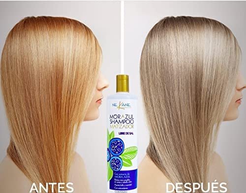 NEKANE Morazul Matizador Shampoo – Blue Toning Shampoo for Silver, Gray, and Blonde Hair (10.58 oz) Avelisse