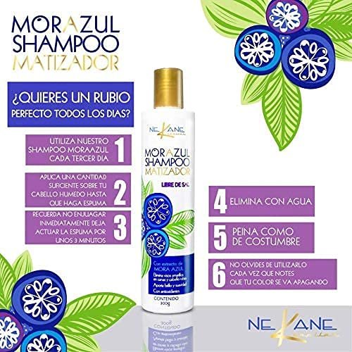 NEKANE Morazul Matizador Shampoo – Blue Toning Shampoo for Silver, Gray, and Blonde Hair (10.58 oz) Avelisse