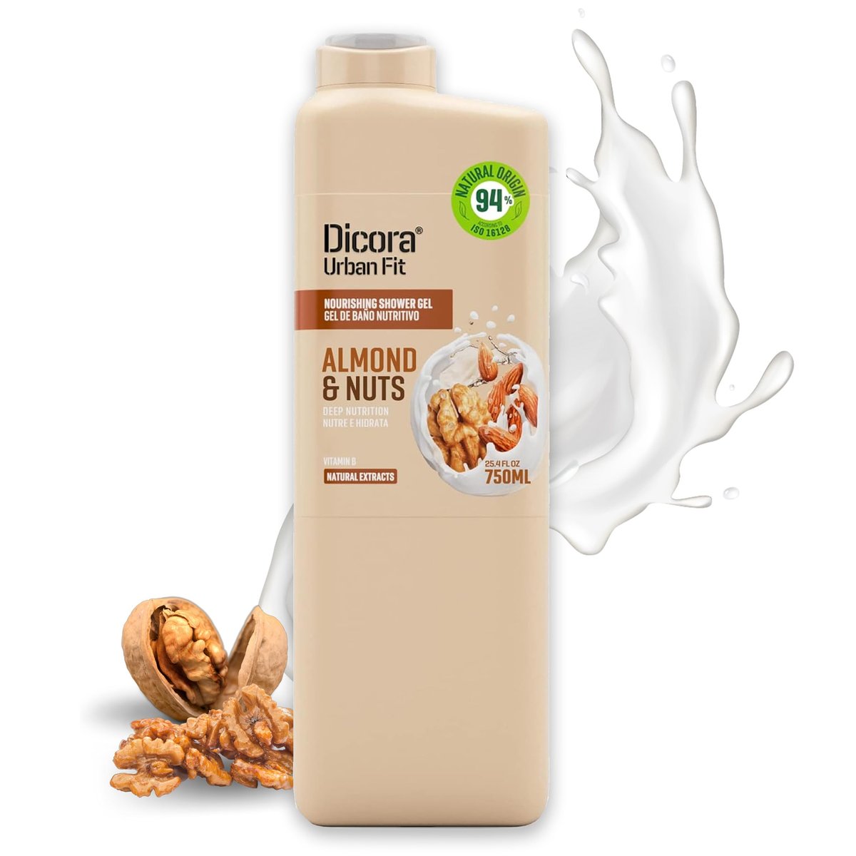 Dicora Urban Fit Nourishing Shower Gel - Extra Moisturizing Body Wash with Vitamin B and Almond & Nuts - 25.4 oz - görsel 1
