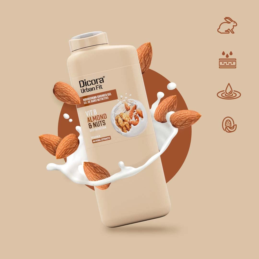 Dicora Urban Fit Nourishing Shower Gel - Extra Moisturizing Body Wash with Vitamin B and Almond & Nuts - 25.4 oz - görsel 5