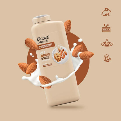 Dicora Urban Fit Nourishing Shower Gel - Extra Moisturizing Body Wash with Vitamin B and Almond & Nuts - 25.4 oz