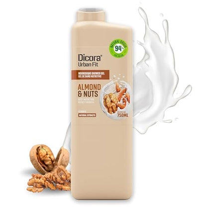 Dicora Urban Fit Nourishing Shower Gel - Extra Moisturizing Body Wash with Vitamin B and Almond & Nuts - 25.4 oz