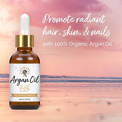 100% Pure Organic Moroccan Argan Oil for Hair, Skin, Nails, Cuticles, Face & Beard - Cold Pressed, Unscented - Filtered Through Cotton & Charcoal - All Natural Moisturizer - 2 Fl Oz Avelisse