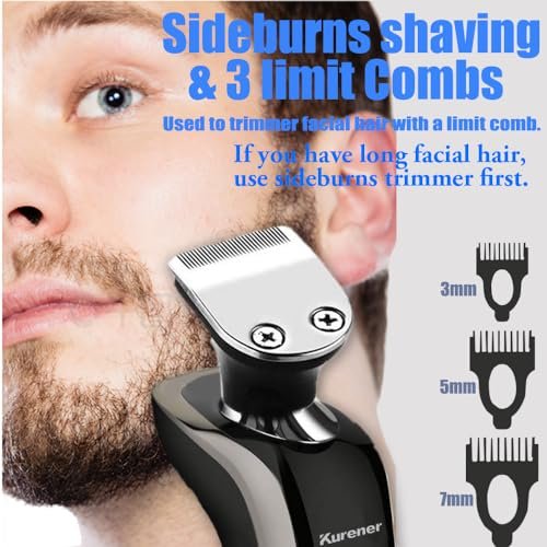 Kurener Electric Shaver for Men - Rechargeable, 100% Waterproof Rotary Razor with Nose Trimmer, Sideburns Trimmer & Face Cleaning Brush Avelisse