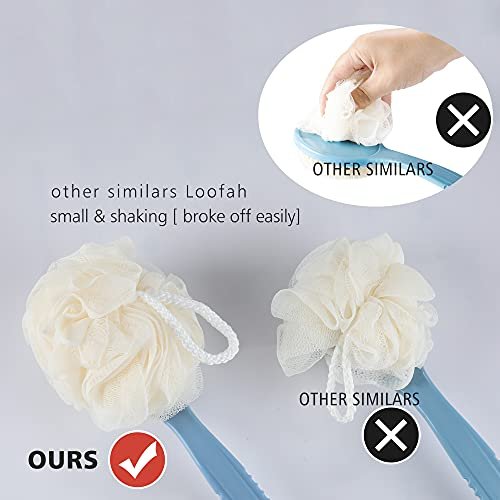 HONOMA Shower Body Brush with Bristles and Loofah – Curved Long Handle Back Scrubber for Exfoliating Bath, Massage Bristles for Wet or Dry Use, Men and Women (Grey) - görsel 6